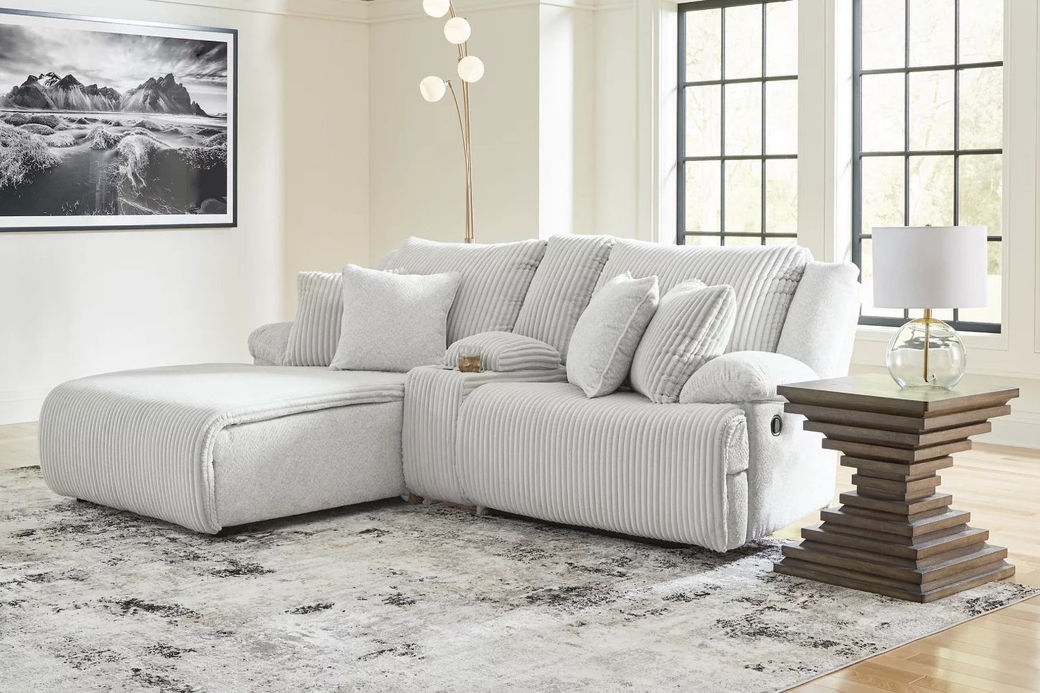 Top Tier 3-Piece LAF Reclining Sectional Sofa with Chaise In Alloy 92706S5