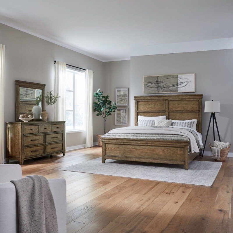 Carolina Park Queen Panel Bed, Dresser & Mirror 930BRQPBDM