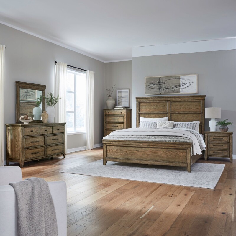 Carolina Park Queen Panel Bed, Dresser & Mirror, Chest, Night Stand 930BRQPBDMCN