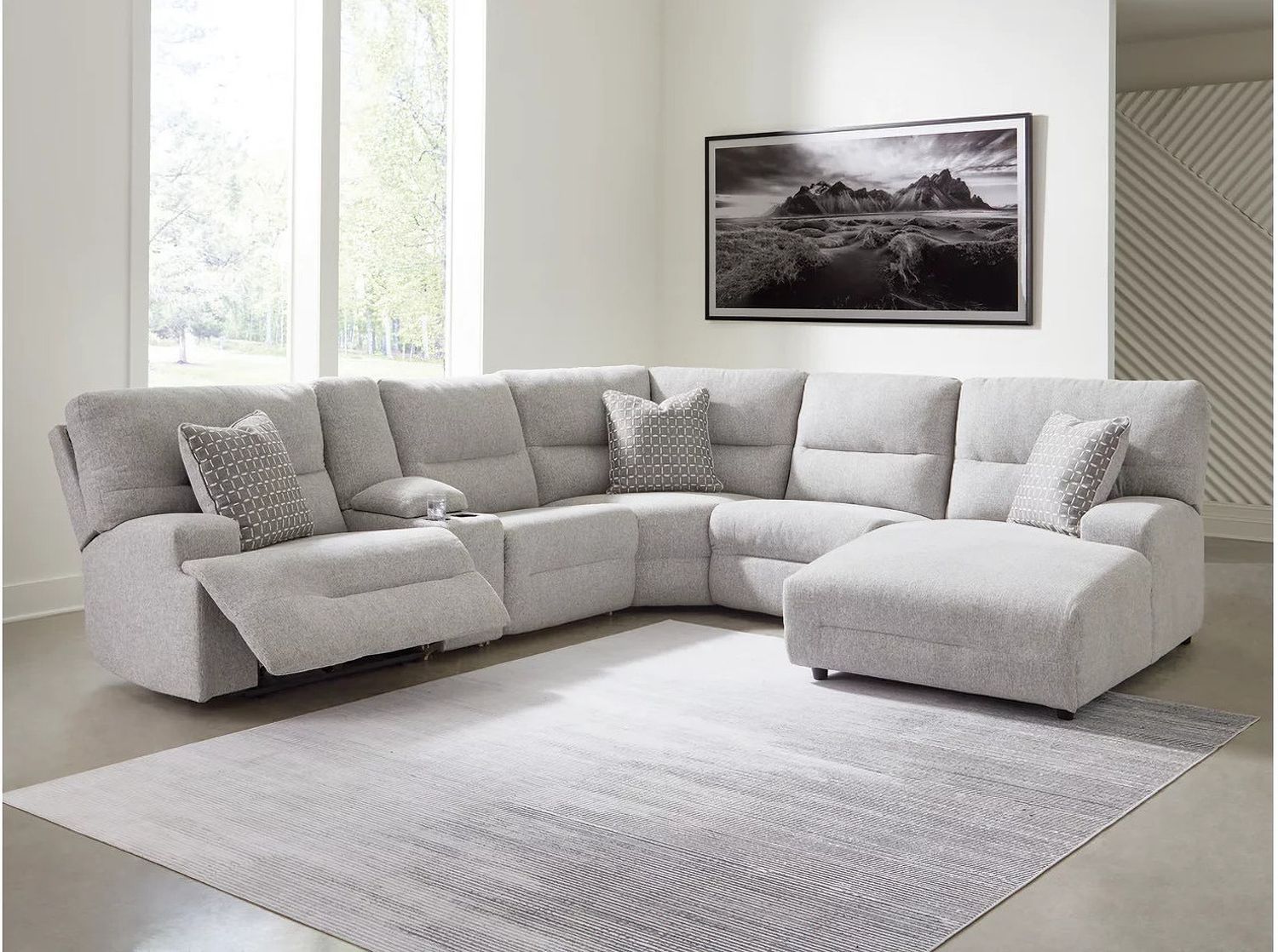 Acklen Place 6-Piece Power Reclining Sectional with RAF Chaise In Pewter 93605S1