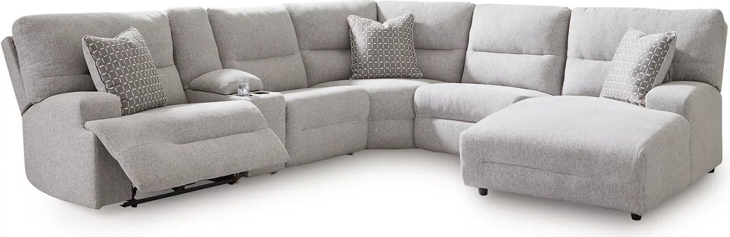 Acklen Place 6-Piece Power Reclining Sectional with RAF Chaise In Pewter 93605S1