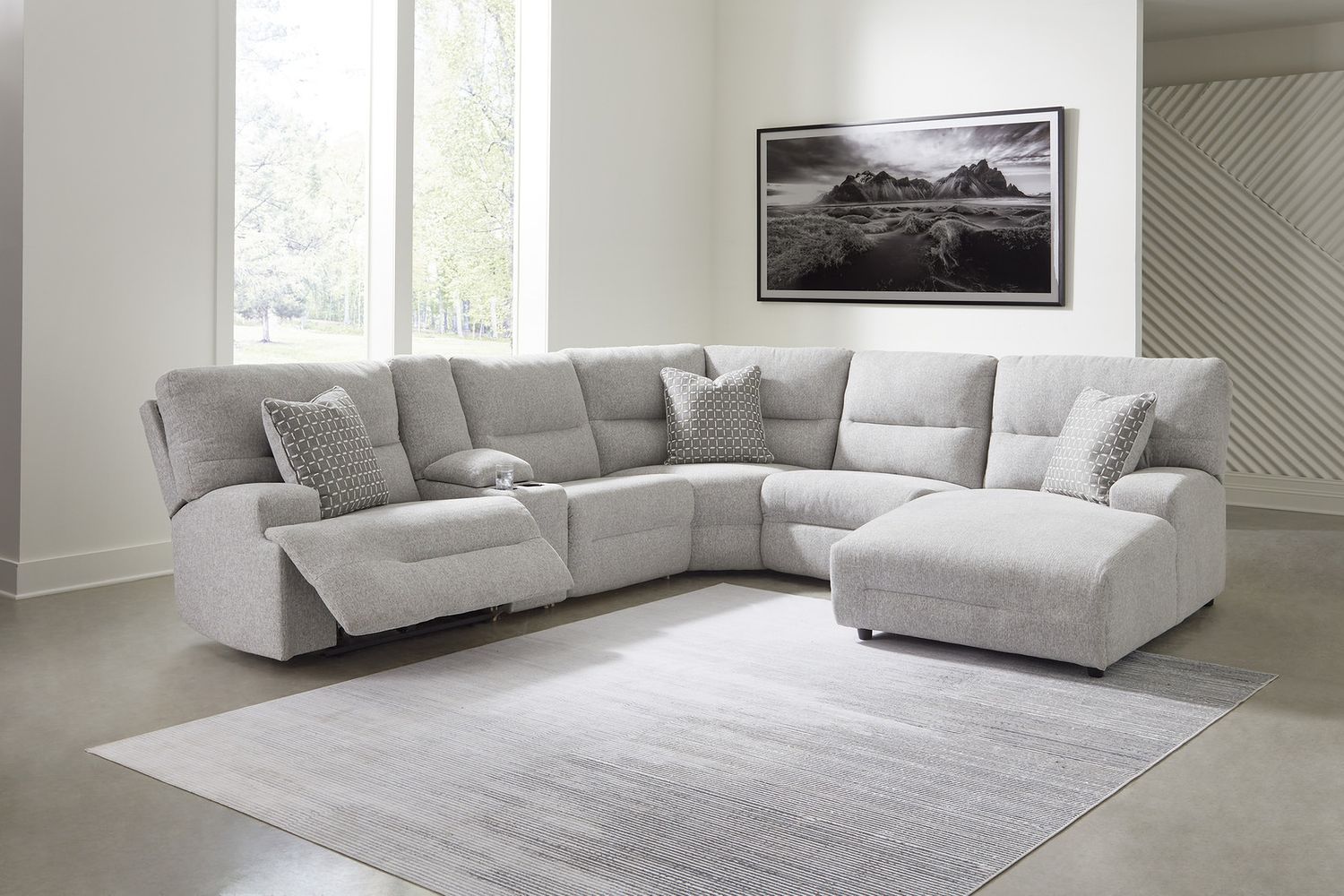 Acklen Place 6-Piece Power Reclining Sectional with RAF Chaise In Pewter 93605S1