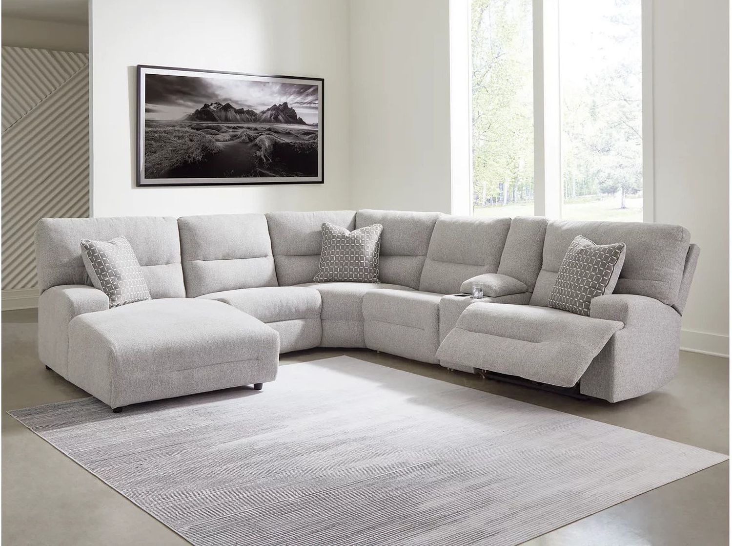 Acklen Place 6-Piece Power Reclining Sectional with LAF Chaise In Pewter 93605S2