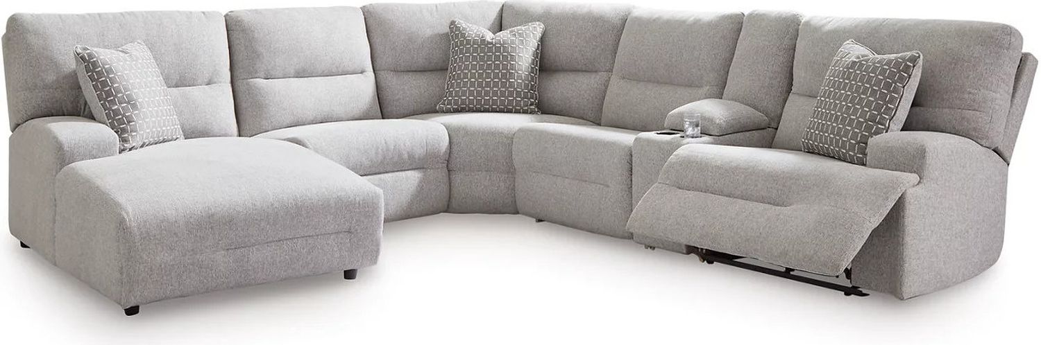 Acklen Place 6-Piece Power Reclining Sectional with LAF Chaise In Pewter 93605S2