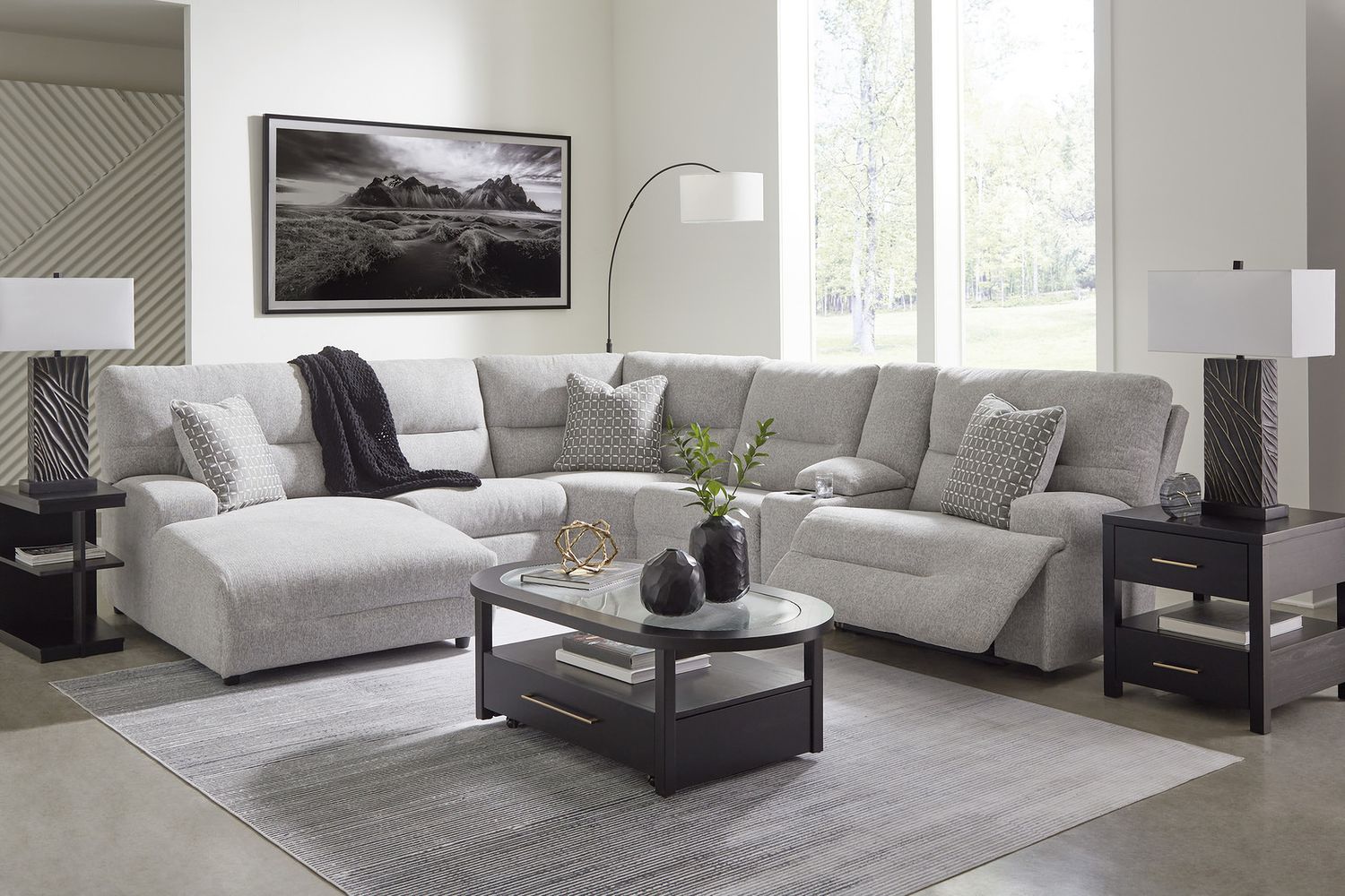 Acklen Place 6-Piece Power Reclining Sectional with LAF Chaise In Pewter 93605S2