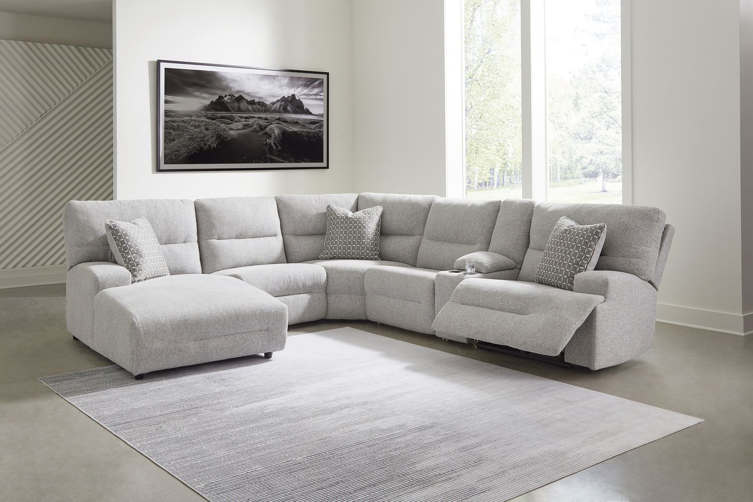 Acklen Place 6-Piece Power Reclining Sectional with LAF Chaise In Pewter 93605S2
