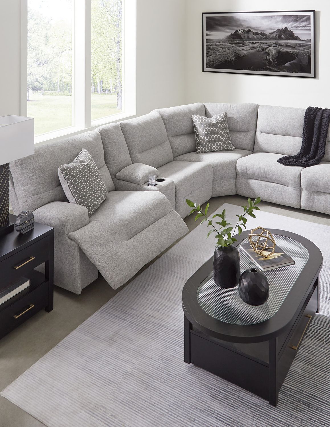 Acklen Place 6-Piece Power Reclining Sectional with LAF Chaise In Pewter 93605S2