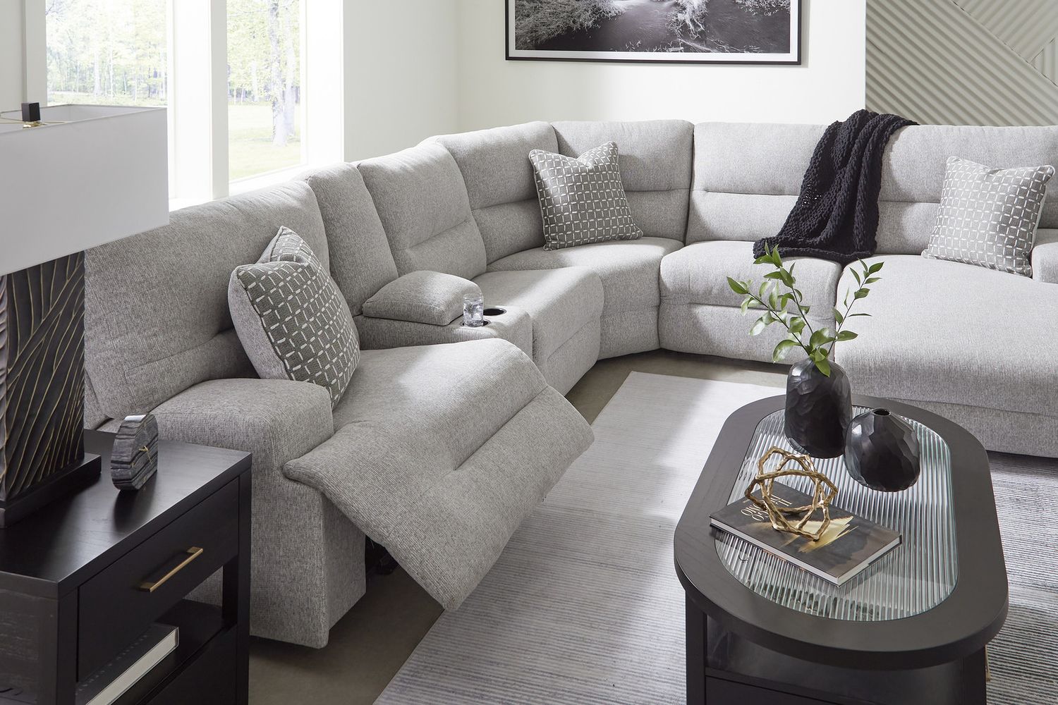 Acklen Place 6-Piece Power Reclining Sectional with LAF Chaise In Pewter 93605S2