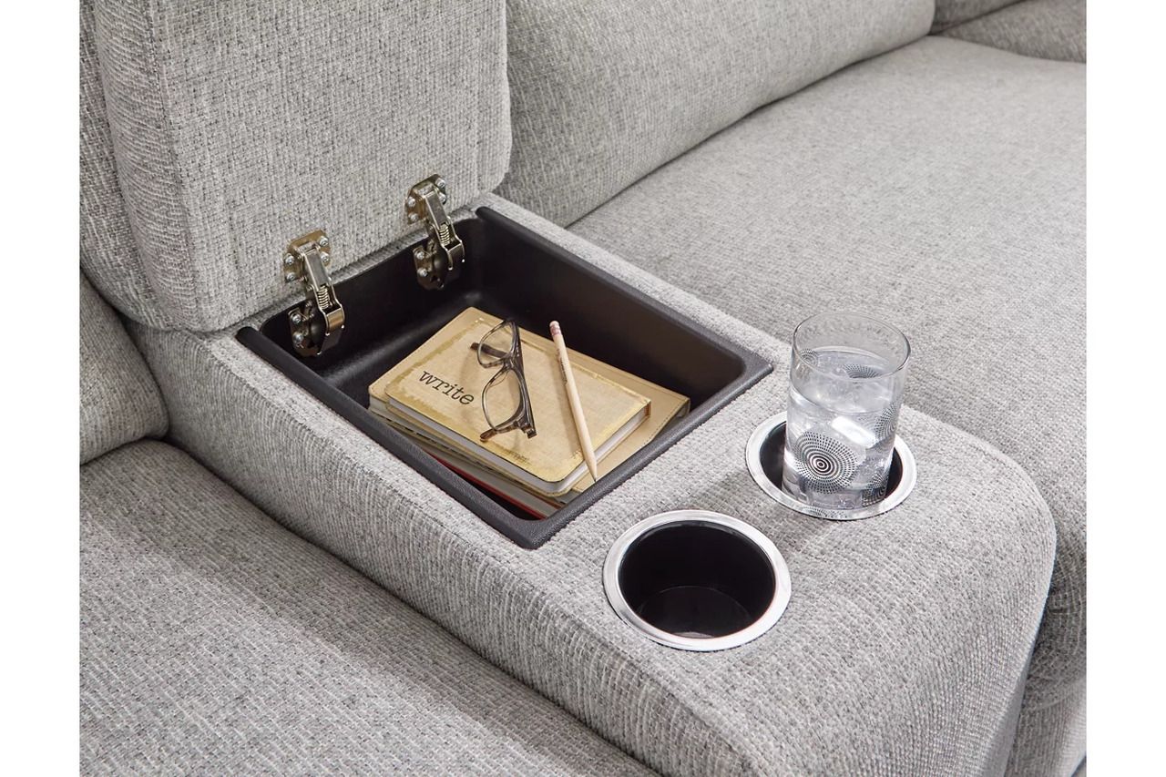 Acklen Place 7-Piece Power Sectional Reclining Sofa with Storage Console In Pewter 93605S20