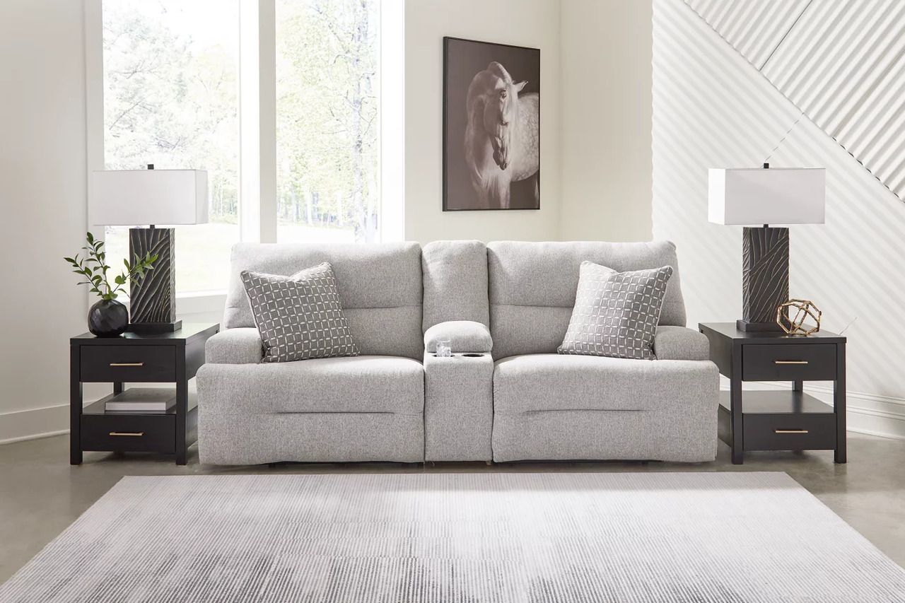 Acklen Place 7-Piece Power Sectional Reclining Sofa with Storage Console In Pewter 93605S20