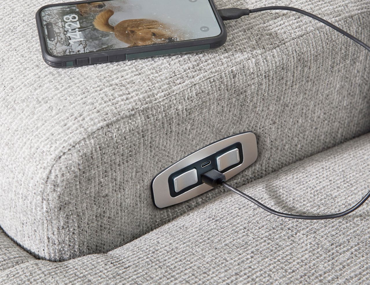Acklen Place 7-Piece Power Sectional Reclining Sofa with Storage Console In Pewter 93605S20