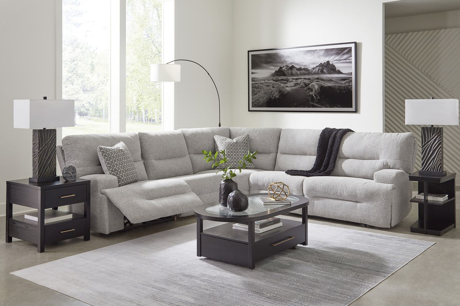 Acklen Place 5-Piece Power Reclining Sectional In Pewter 93605S3