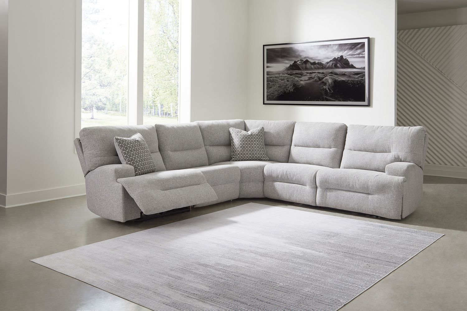Acklen Place 5-Piece Power Reclining Sectional In Pewter 93605S3