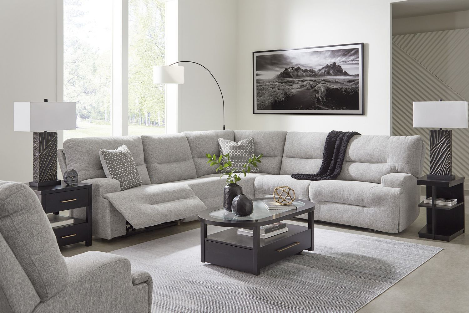 Acklen Place 5-Piece Power Reclining Sectional In Pewter 93605S3