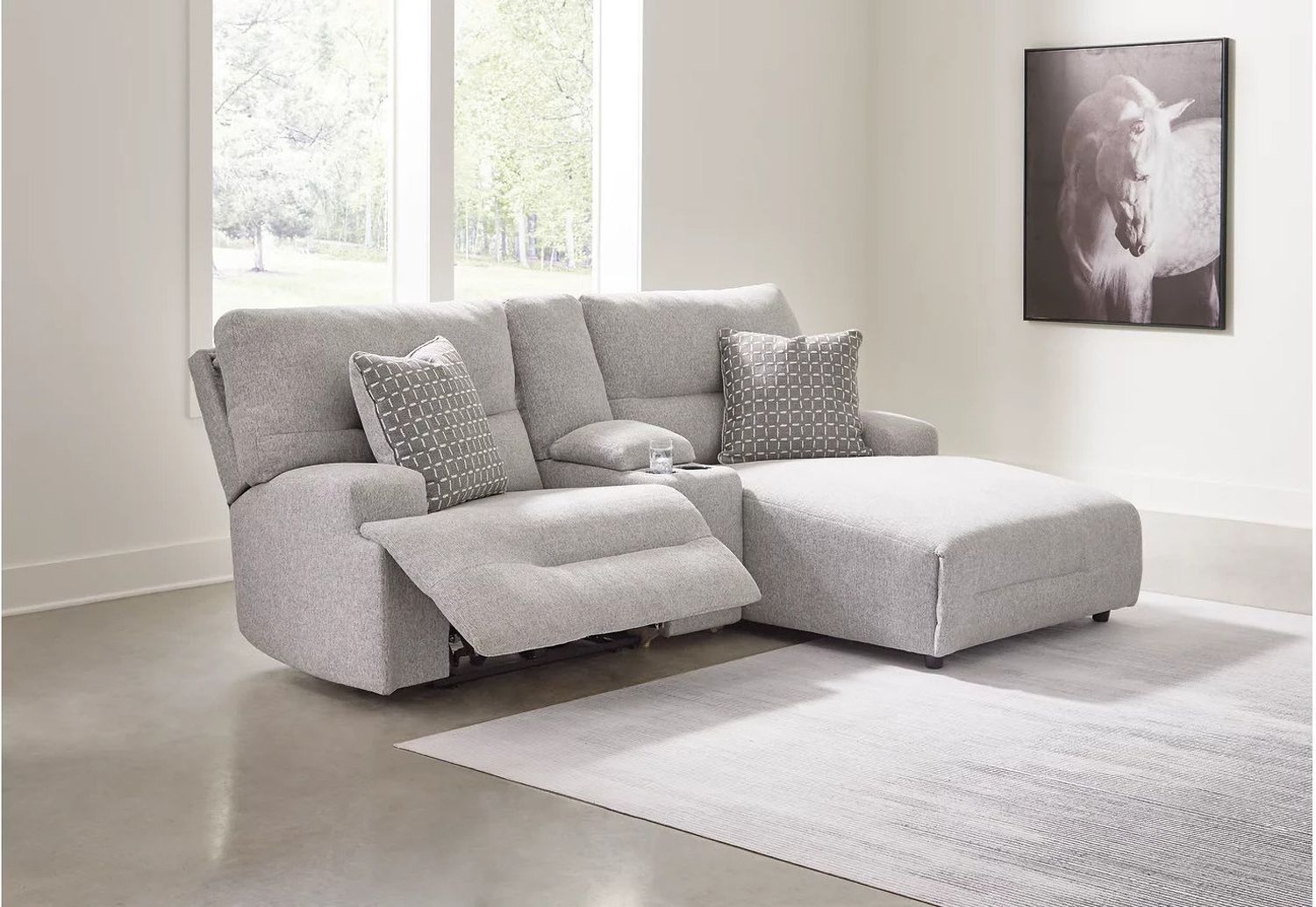 Acklen Place 3-Piece RAF Power Reclining Sectional Sofa with Chaise In Pewter 93605S4