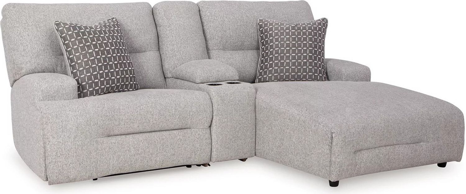 Acklen Place 3-Piece RAF Power Reclining Sectional Sofa with Chaise In Pewter 93605S4