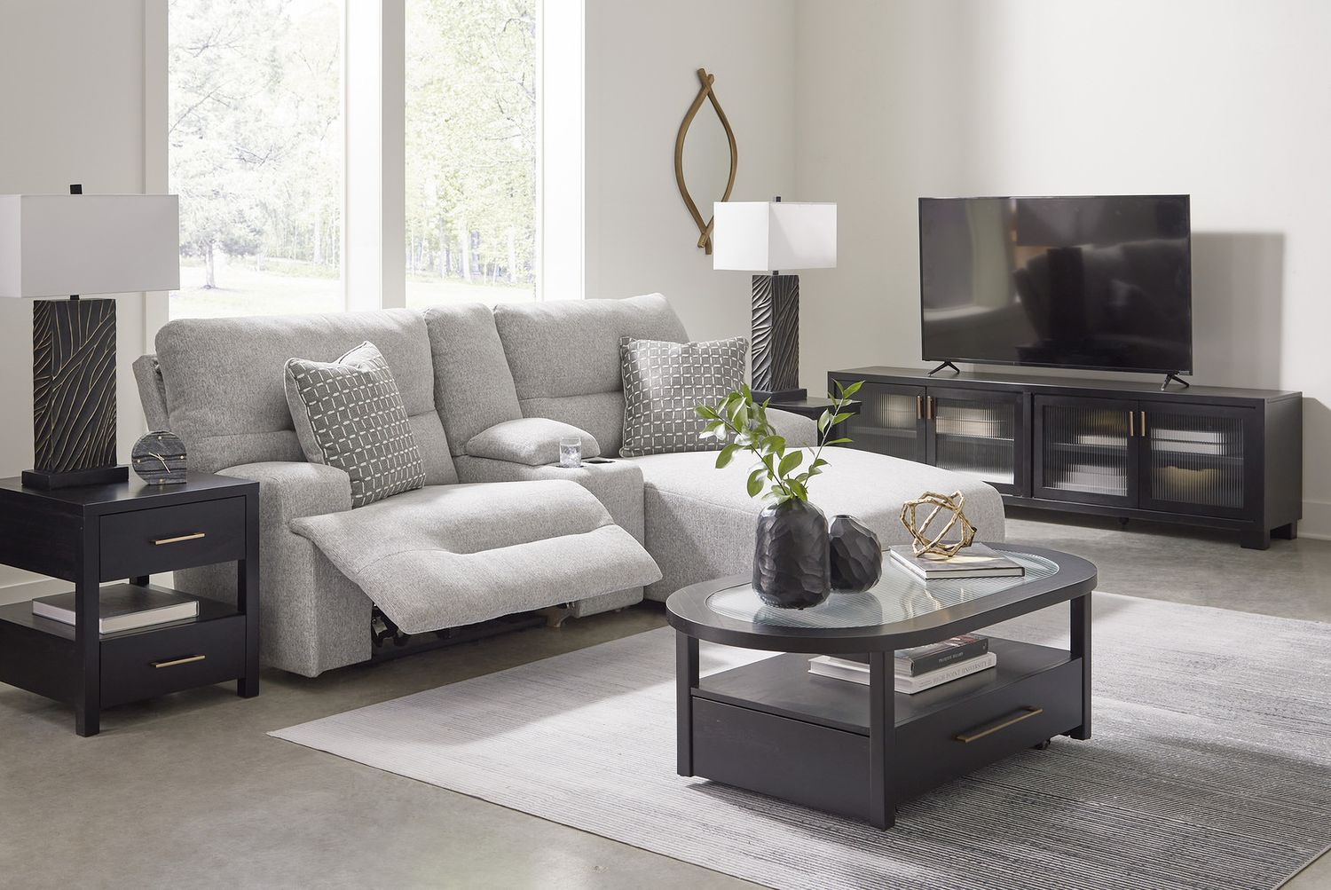Acklen Place 3-Piece RAF Power Reclining Sectional Sofa with Chaise In Pewter 93605S4