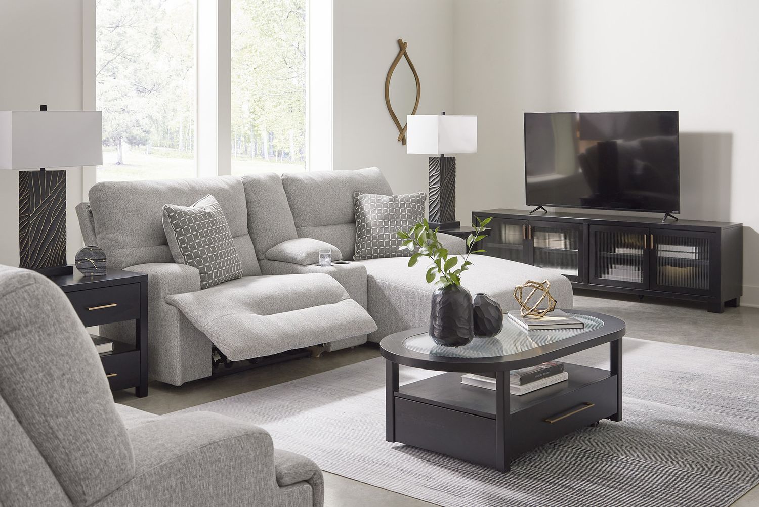 Acklen Place 3-Piece RAF Power Reclining Sectional Sofa with Chaise In Pewter 93605S4