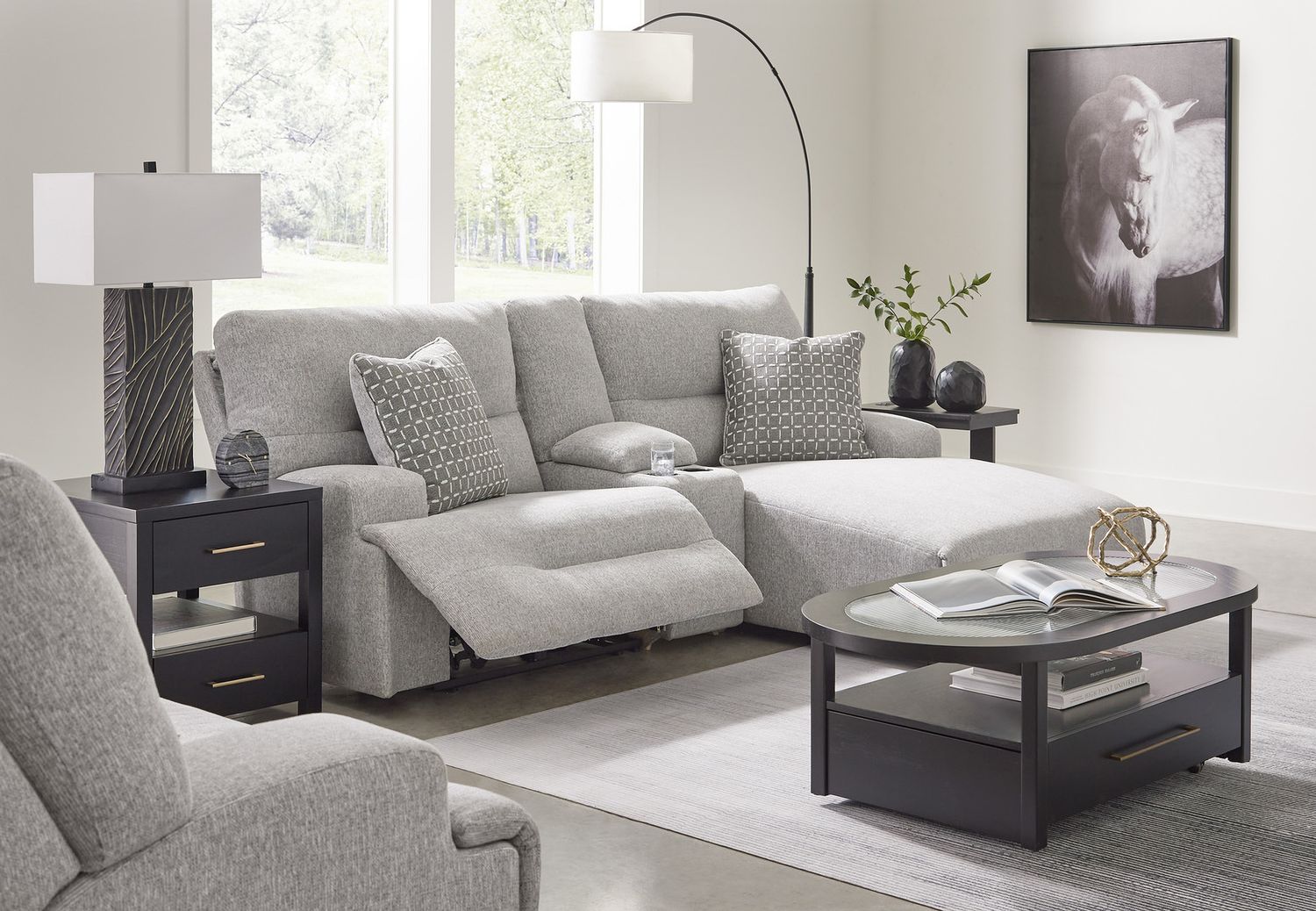 Acklen Place 3-Piece RAF Power Reclining Sectional Sofa with Chaise In Pewter 93605S4