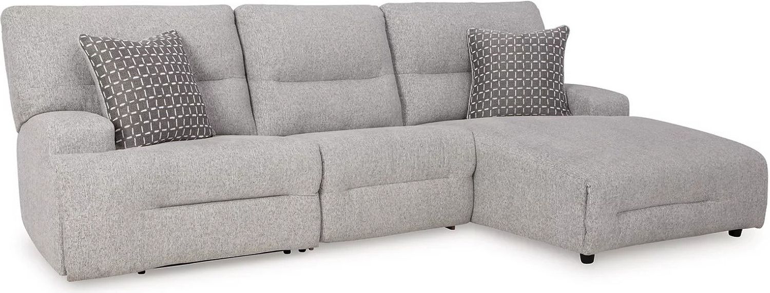 Acklen Place 3-Piece Power Reclining Sectional with RAF Chaise In Pewter 93605S6