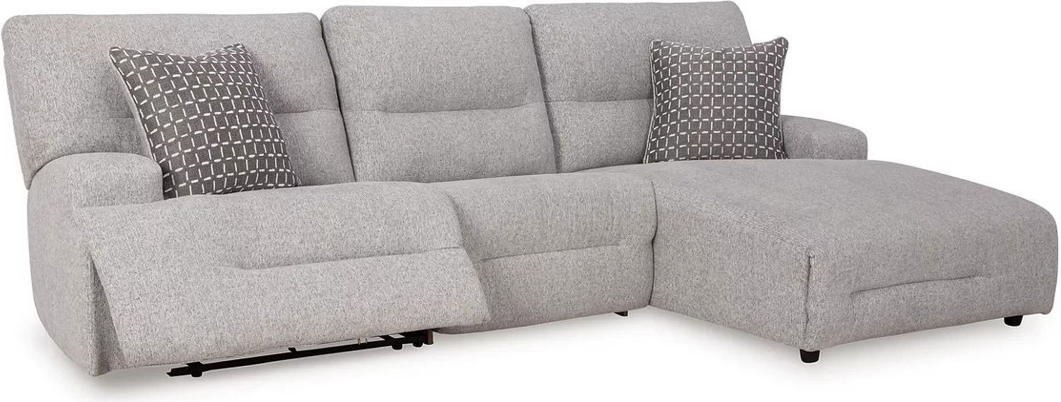 Acklen Place 3-Piece Power Reclining Sectional with RAF Chaise In Pewter 93605S6