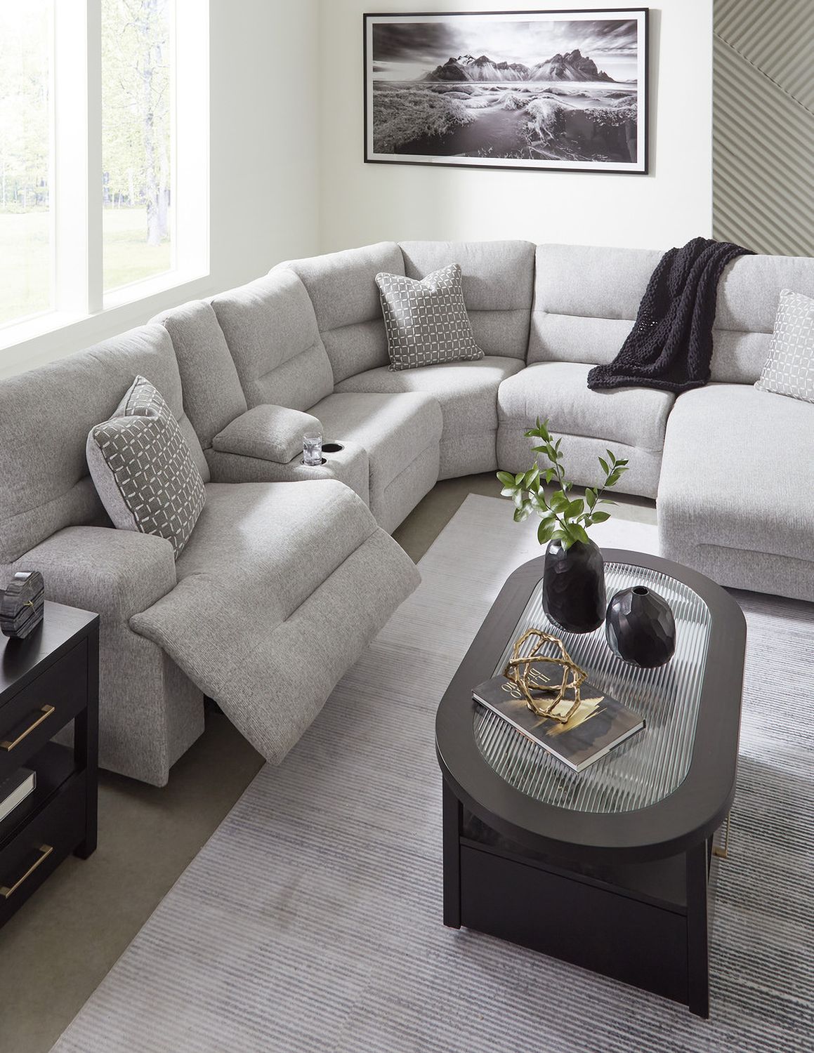 Acklen Place 3-Piece Power Reclining Sectional with LAF Chaise In Pewter 93605S7