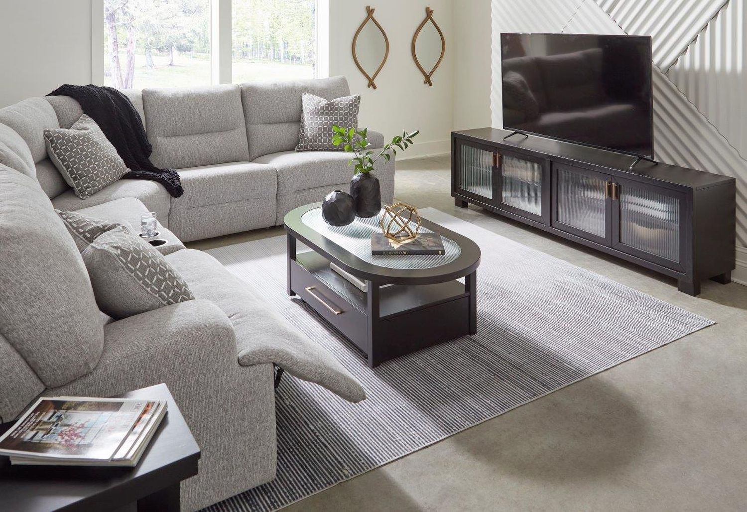 Acklen Place 6-Piece Power Reclining Sectional In Pewter 93605S9