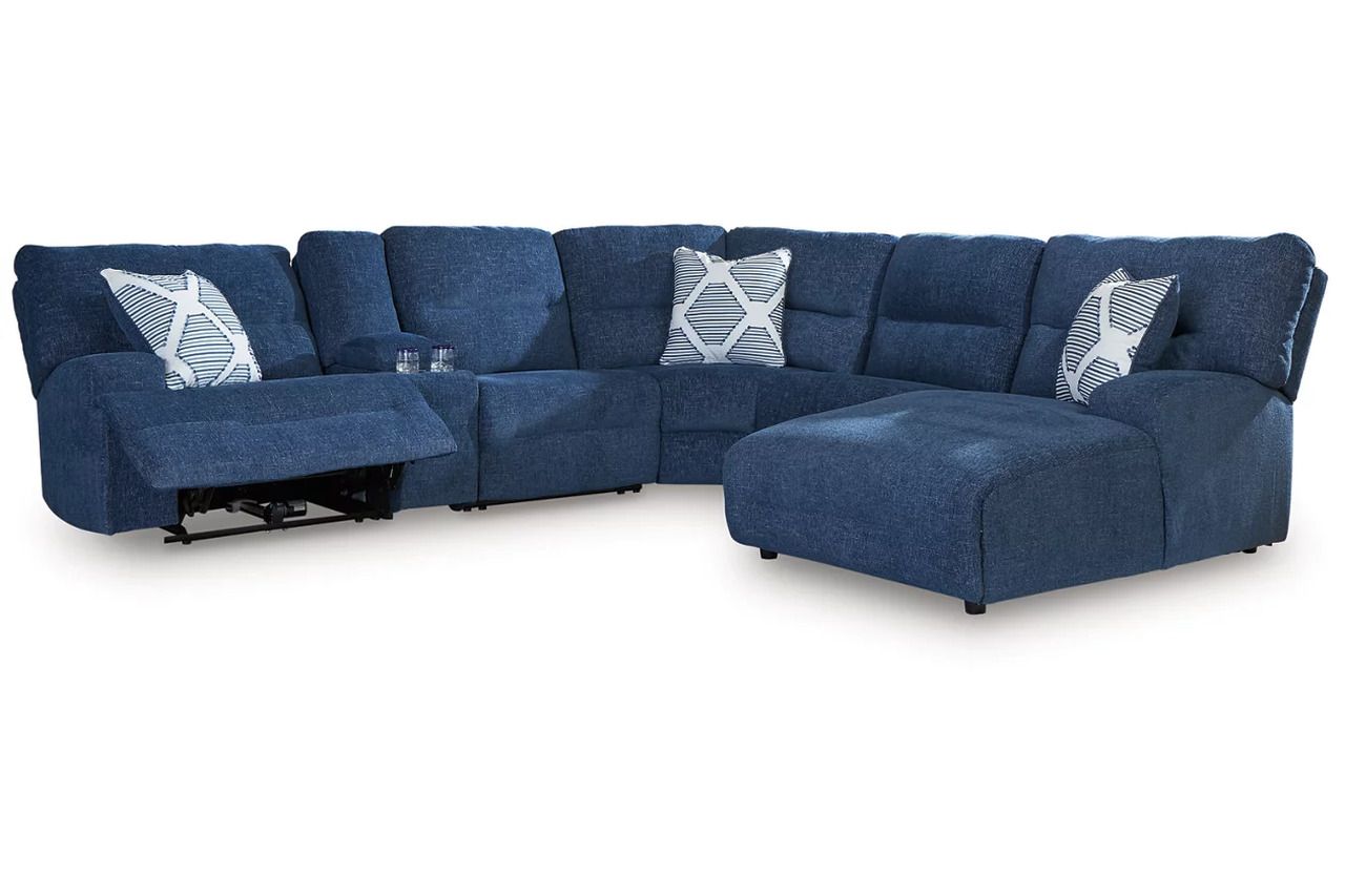 Acklen Place 6-Piece Power Reclining Sectional with RAF Chaise In Navy 93607S1