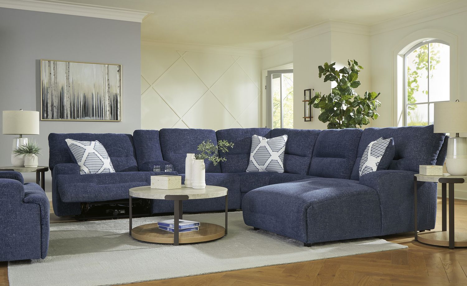Acklen Place 3-Piece RAF Power Reclining Sectional In Navy 93607S17