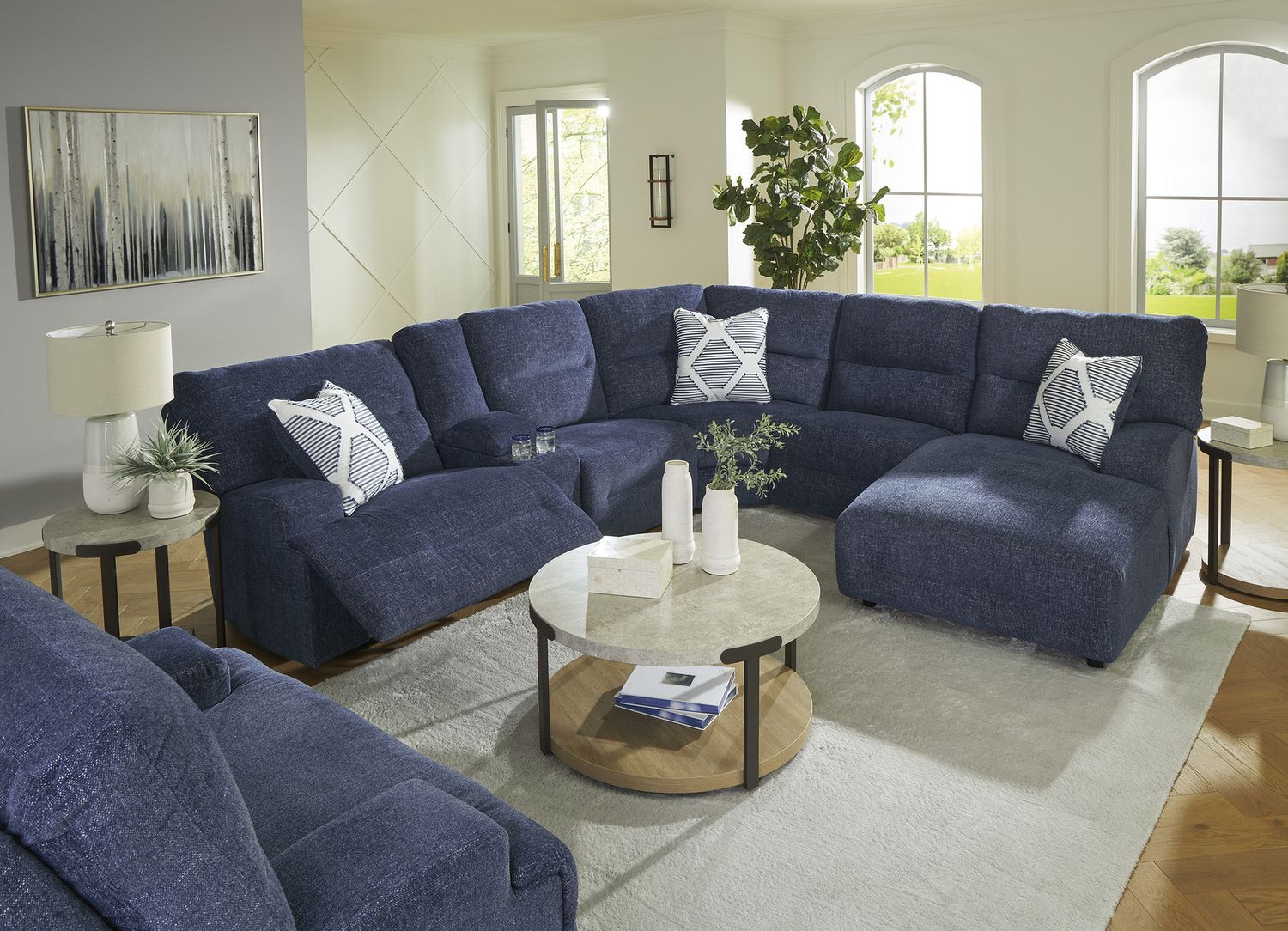 Acklen Place 3-Piece RAF Power Reclining Sectional In Navy 93607S17
