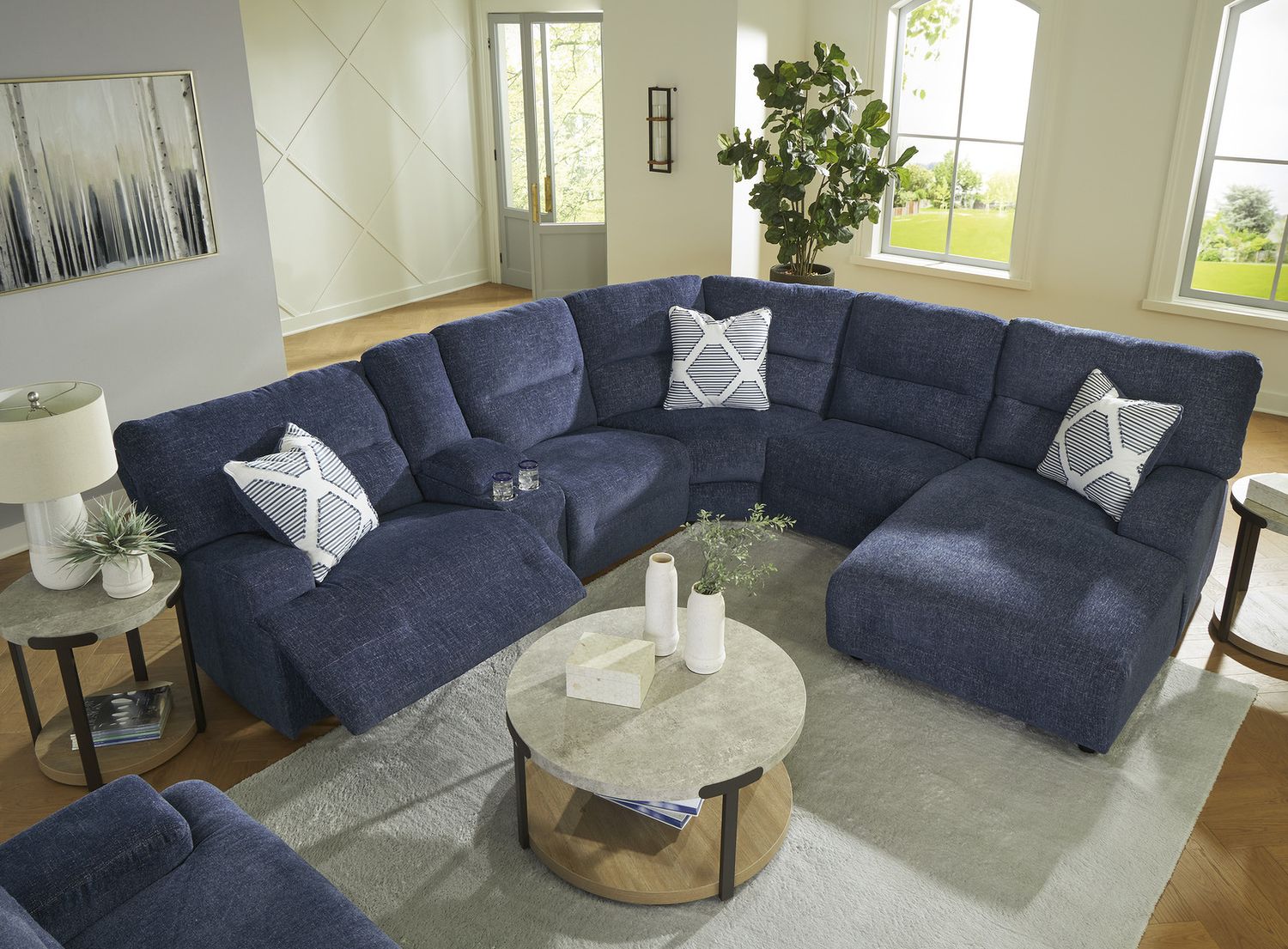 Acklen Place 3-Piece RAF Power Reclining Sectional In Navy 93607S17