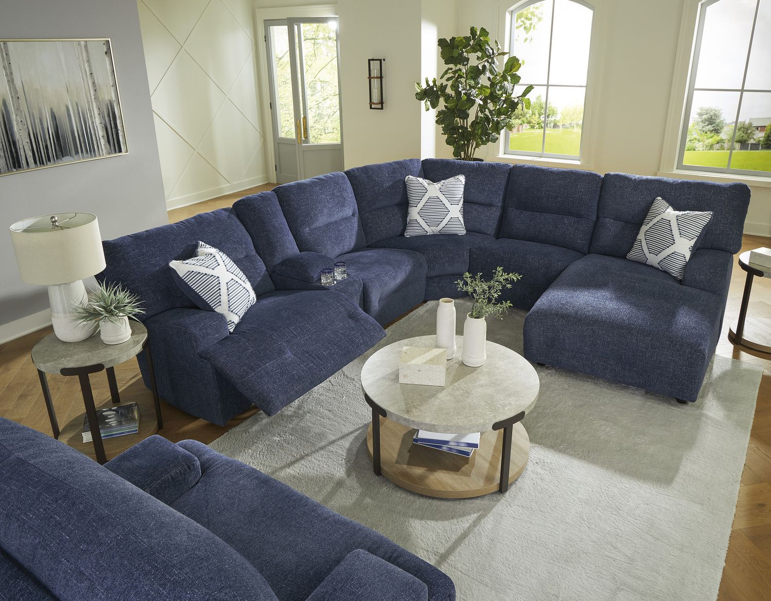Acklen Place 3-Piece RAF Power Reclining Sectional In Navy 93607S17
