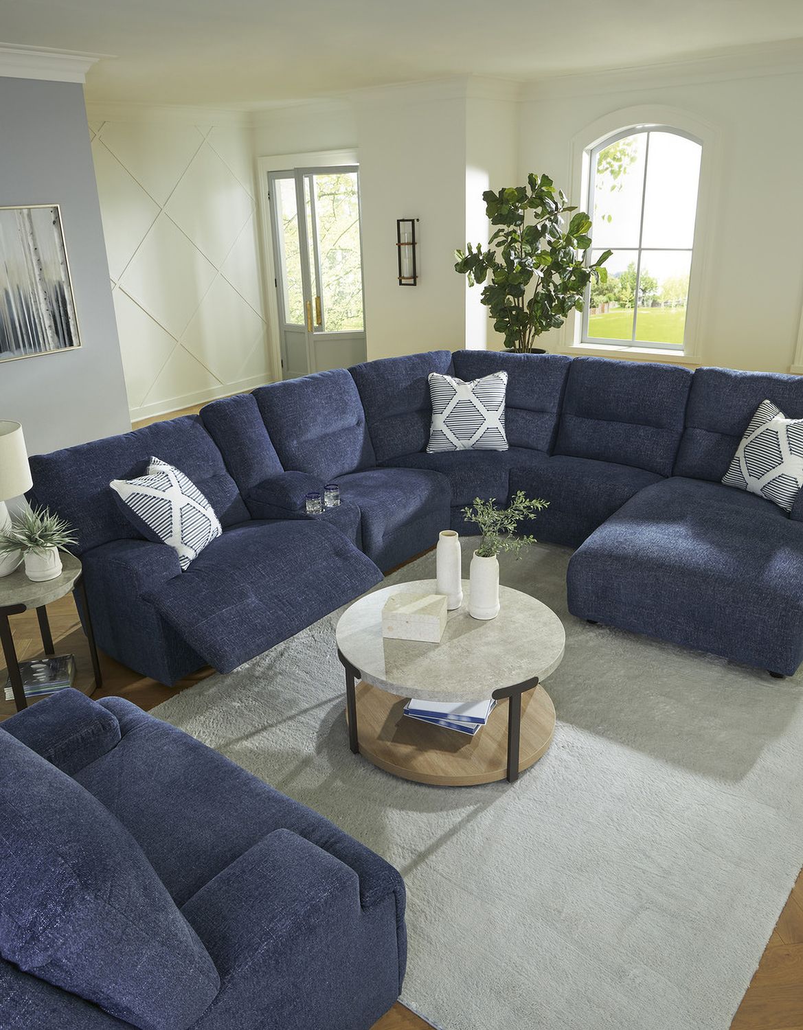 Acklen Place 3-Piece RAF Power Reclining Sectional In Navy 93607S17