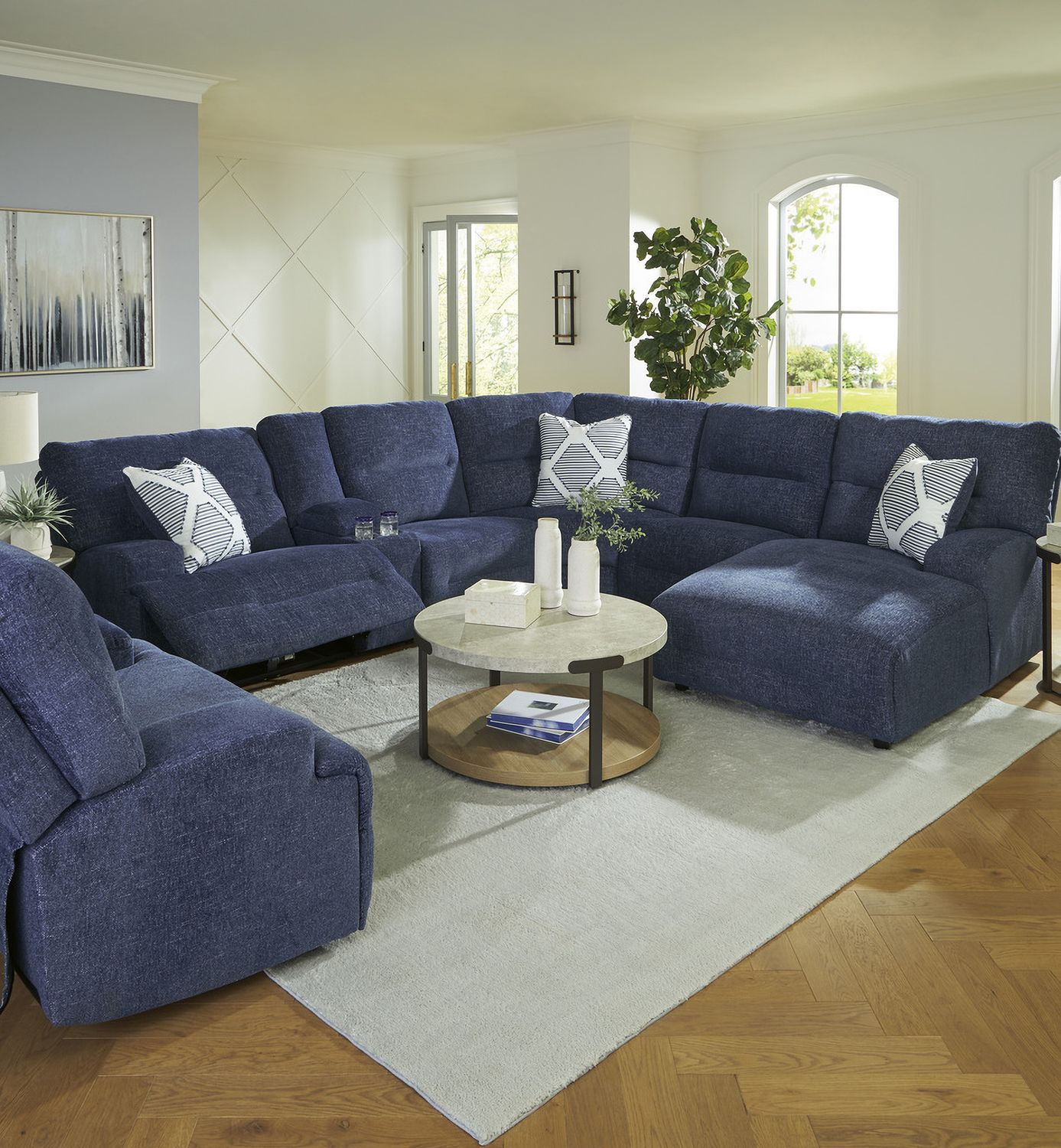 Acklen Place 3-Piece RAF Power Reclining Sectional In Navy 93607S17