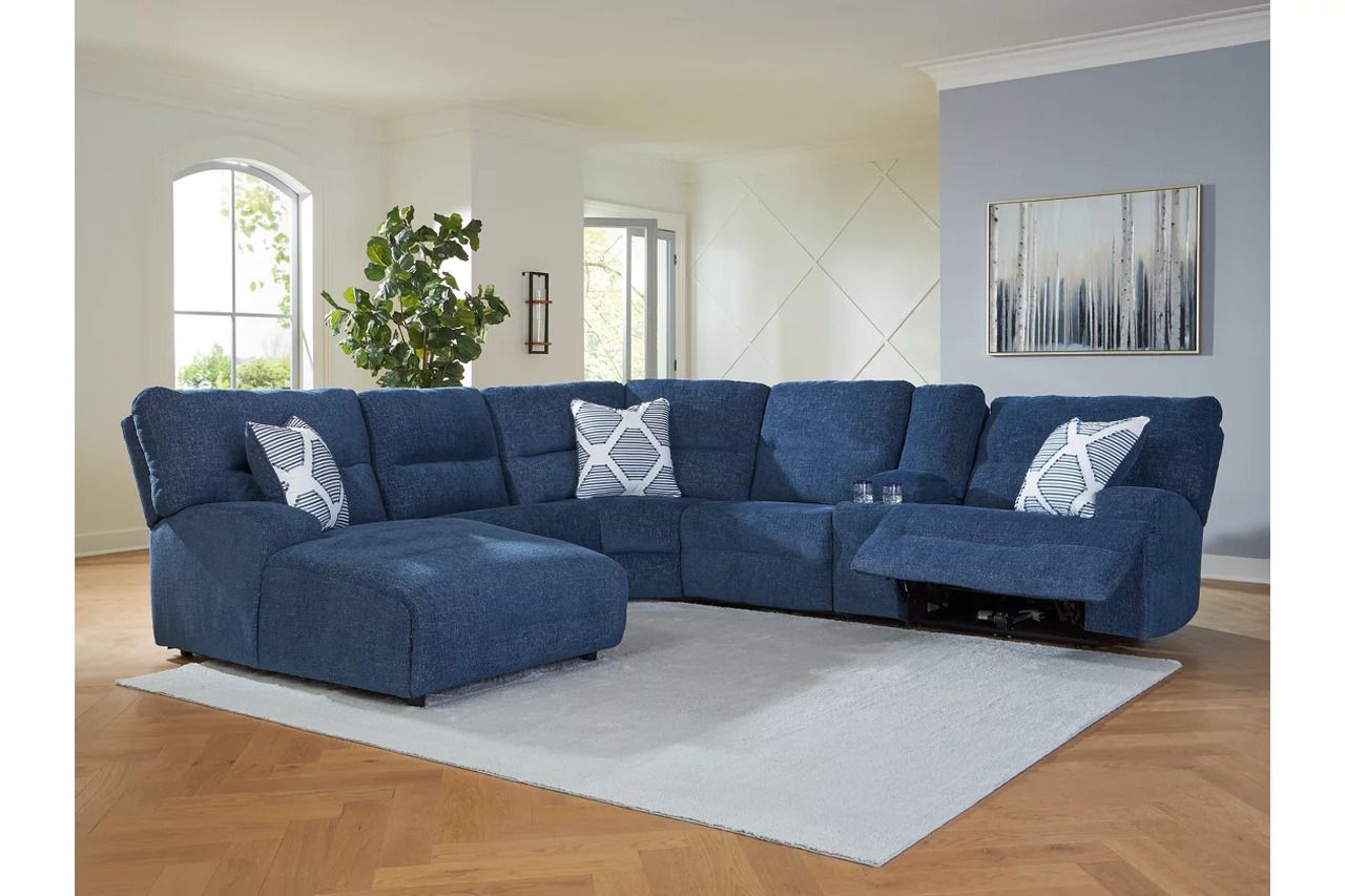 Acklen Place 6-Piece Power Reclining Sectional with LAF Chaise In Navy 93607S2