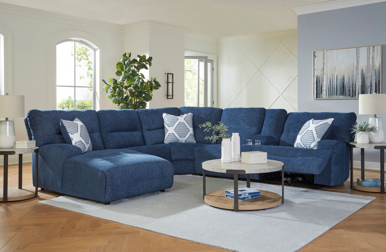 Acklen Place 6-Piece Power Reclining Sectional with LAF Chaise In Navy 93607S2