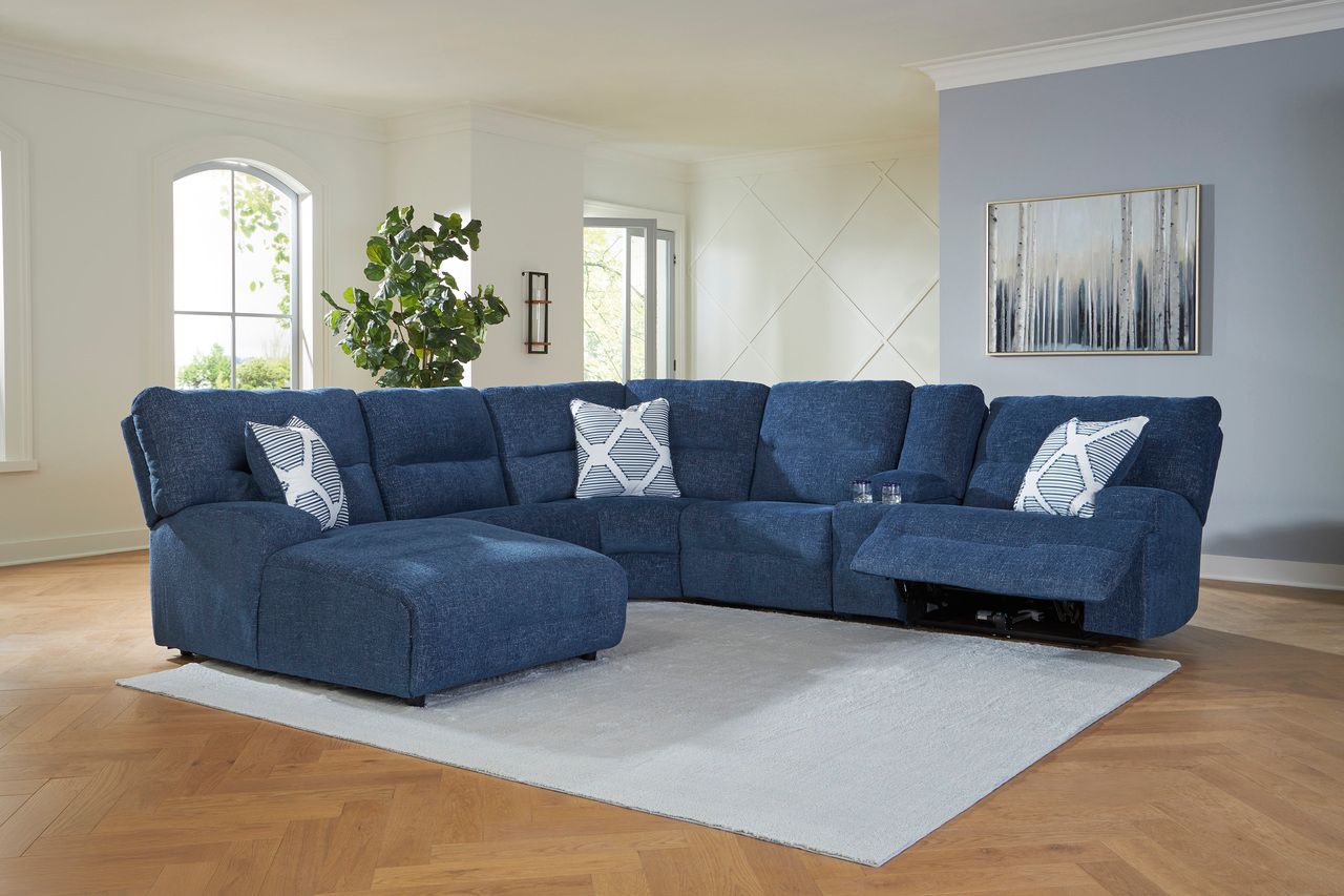 Acklen Place 6-Piece Power Reclining Sectional with LAF Chaise In Navy 93607S2