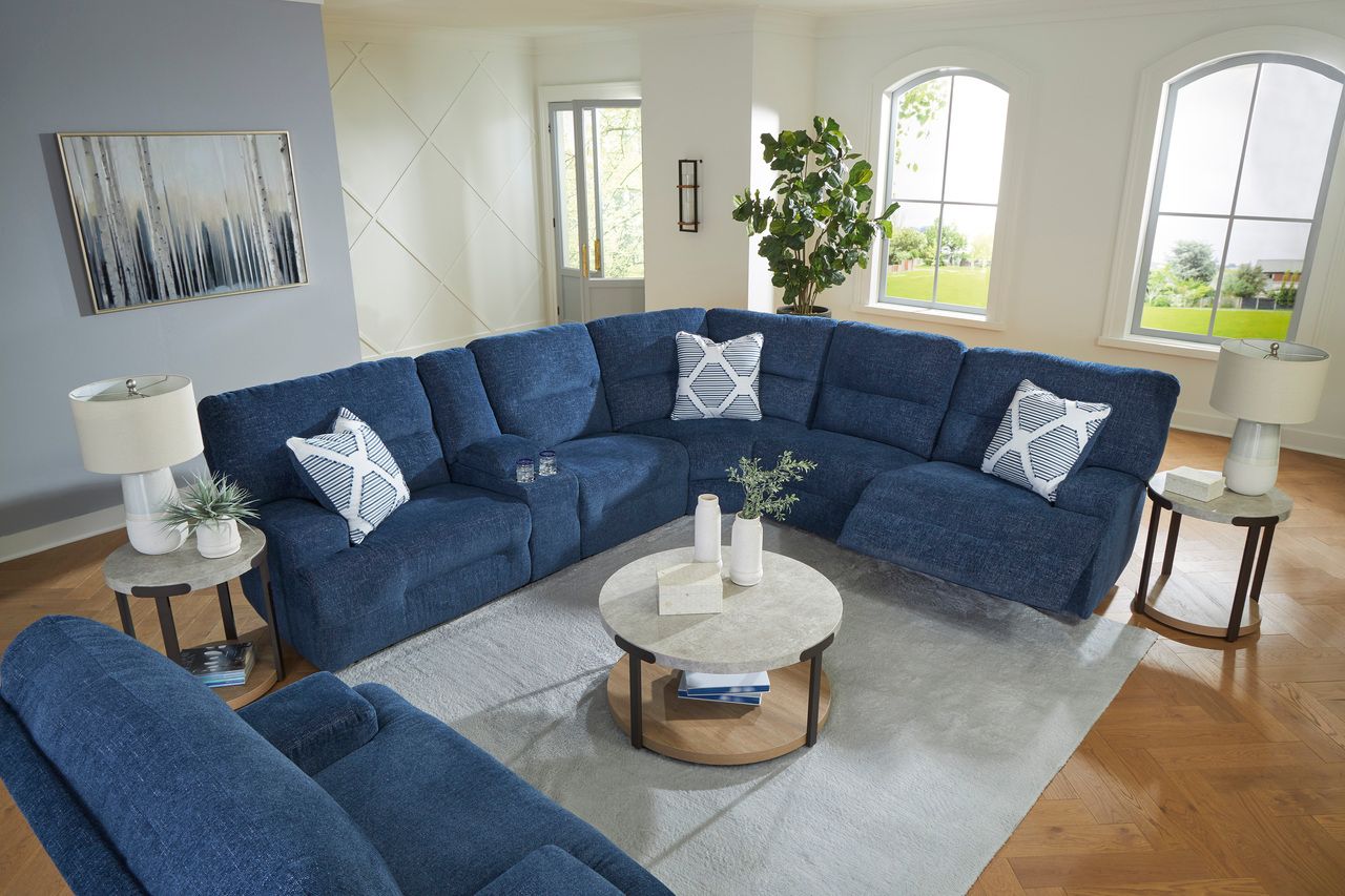 Acklen Place 6-Piece Power Reclining Sectional with LAF Chaise In Navy 93607S2