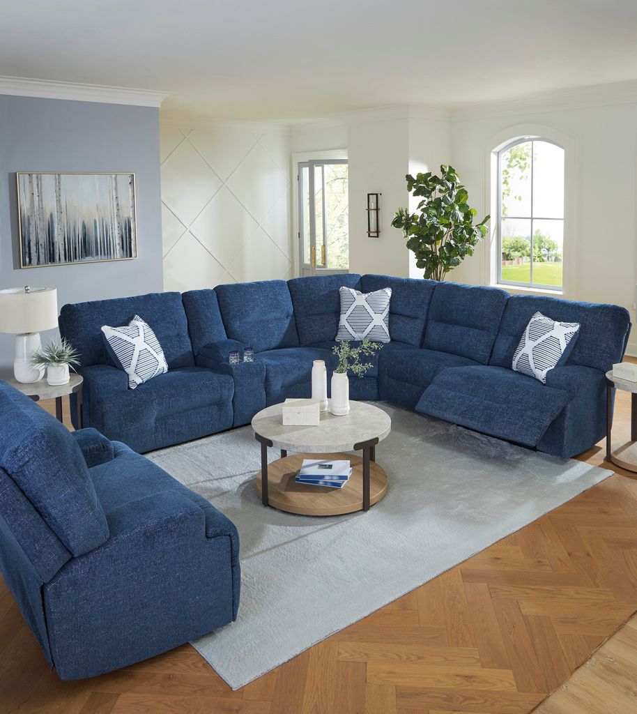 Acklen Place 6-Piece Power Reclining Sectional with LAF Chaise In Navy 93607S2