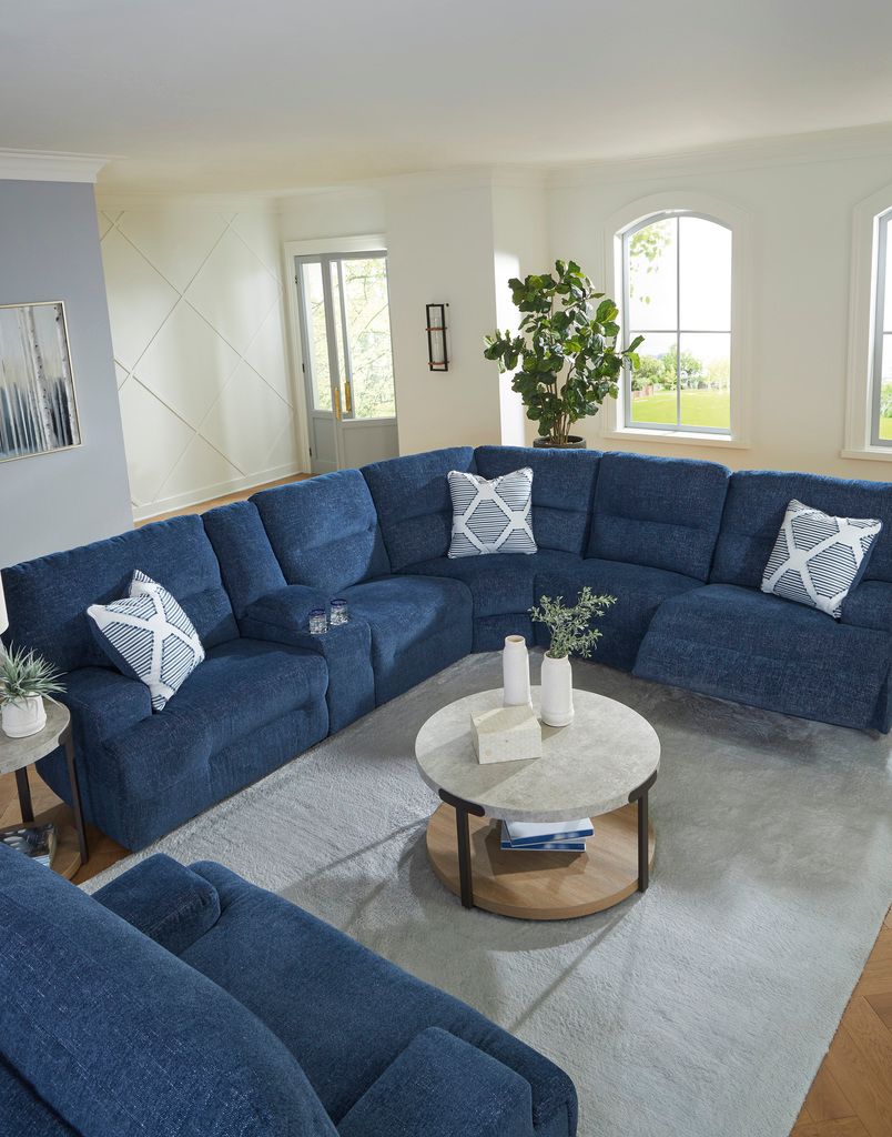Acklen Place 6-Piece Power Reclining Sectional with LAF Chaise In Navy 93607S2