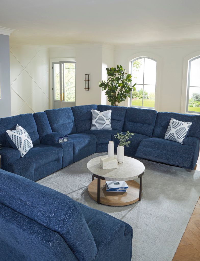 Acklen Place 6-Piece Power Reclining Sectional with LAF Chaise In Navy 93607S2