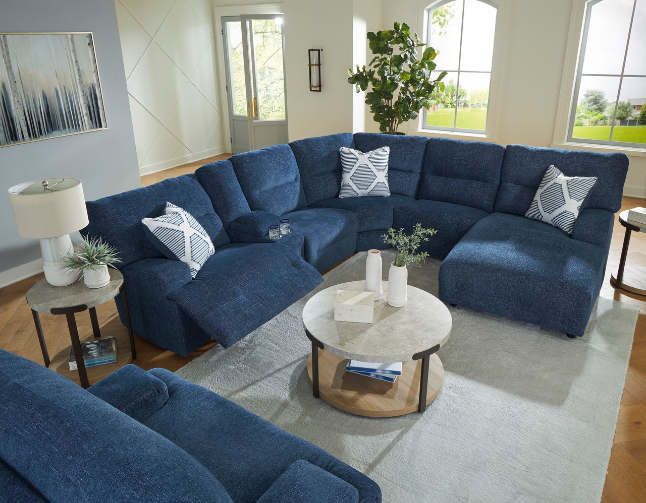 Acklen Place 6-Piece Power Reclining Sectional with LAF Chaise In Navy 93607S2