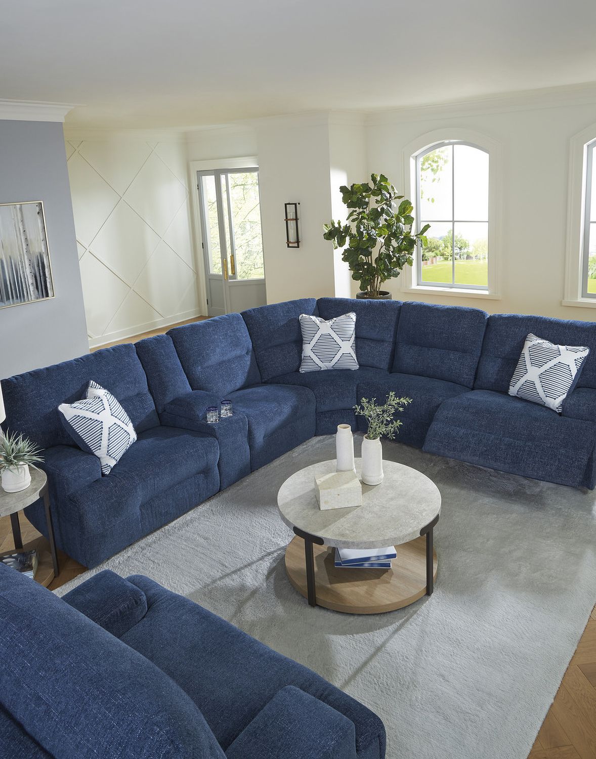 Acklen Place 5-Piece Power Reclining Sectional In Navy 93607S3