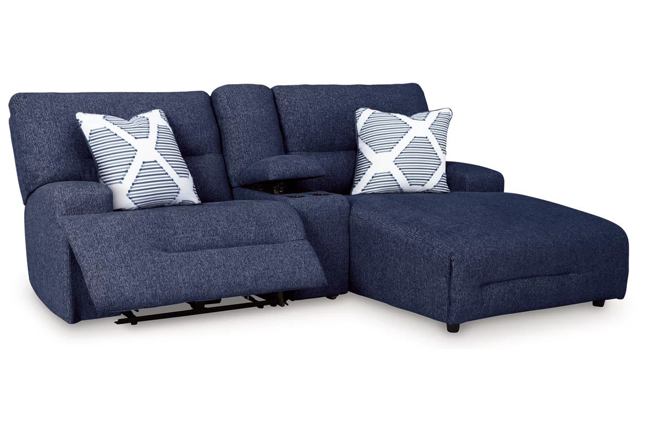 Acklen Place 3-Piece RAF Power Reclining Sectional Sofa with Chaise In Navy 93607S4