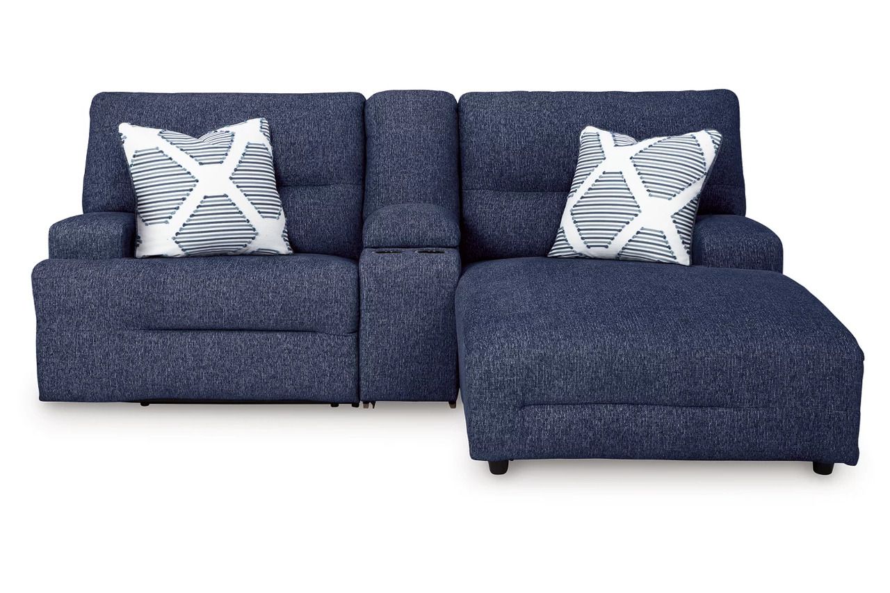Acklen Place 3-Piece RAF Power Reclining Sectional Sofa with Chaise In Navy 93607S4