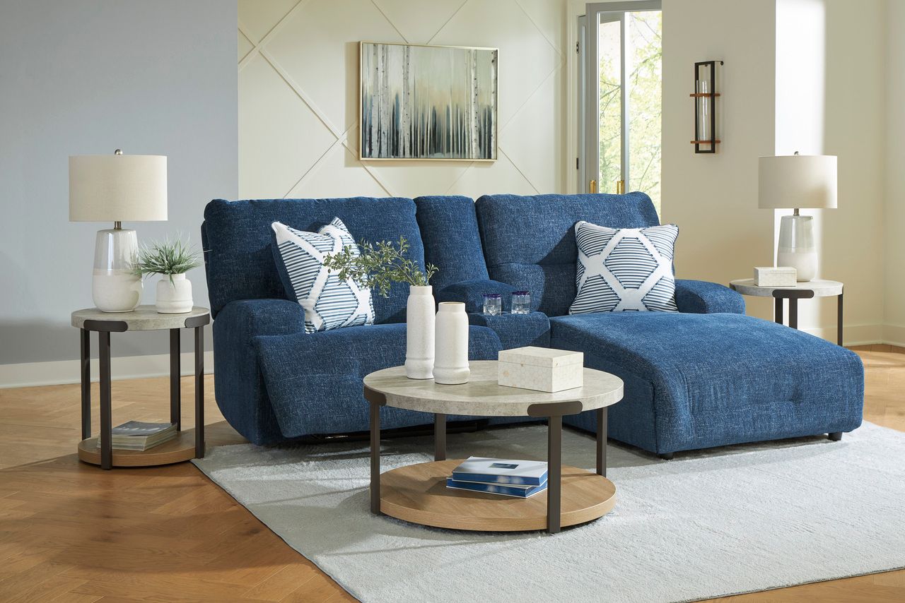 Acklen Place 3-Piece RAF Power Reclining Sectional Sofa with Chaise In Navy 93607S4