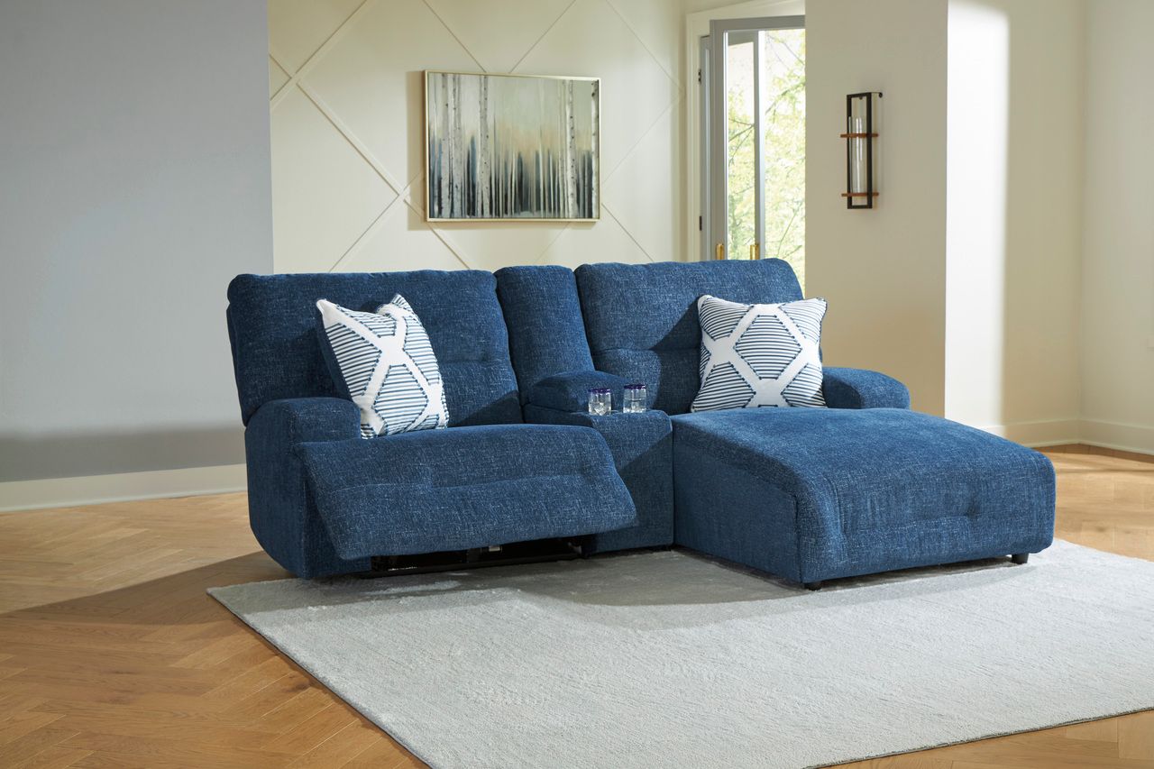 Acklen Place 3-Piece RAF Power Reclining Sectional Sofa with Chaise In Navy 93607S4