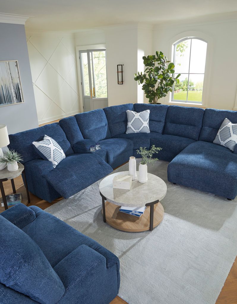 Acklen Place 3-Piece RAF Power Reclining Sectional Sofa with Chaise In Navy 93607S4