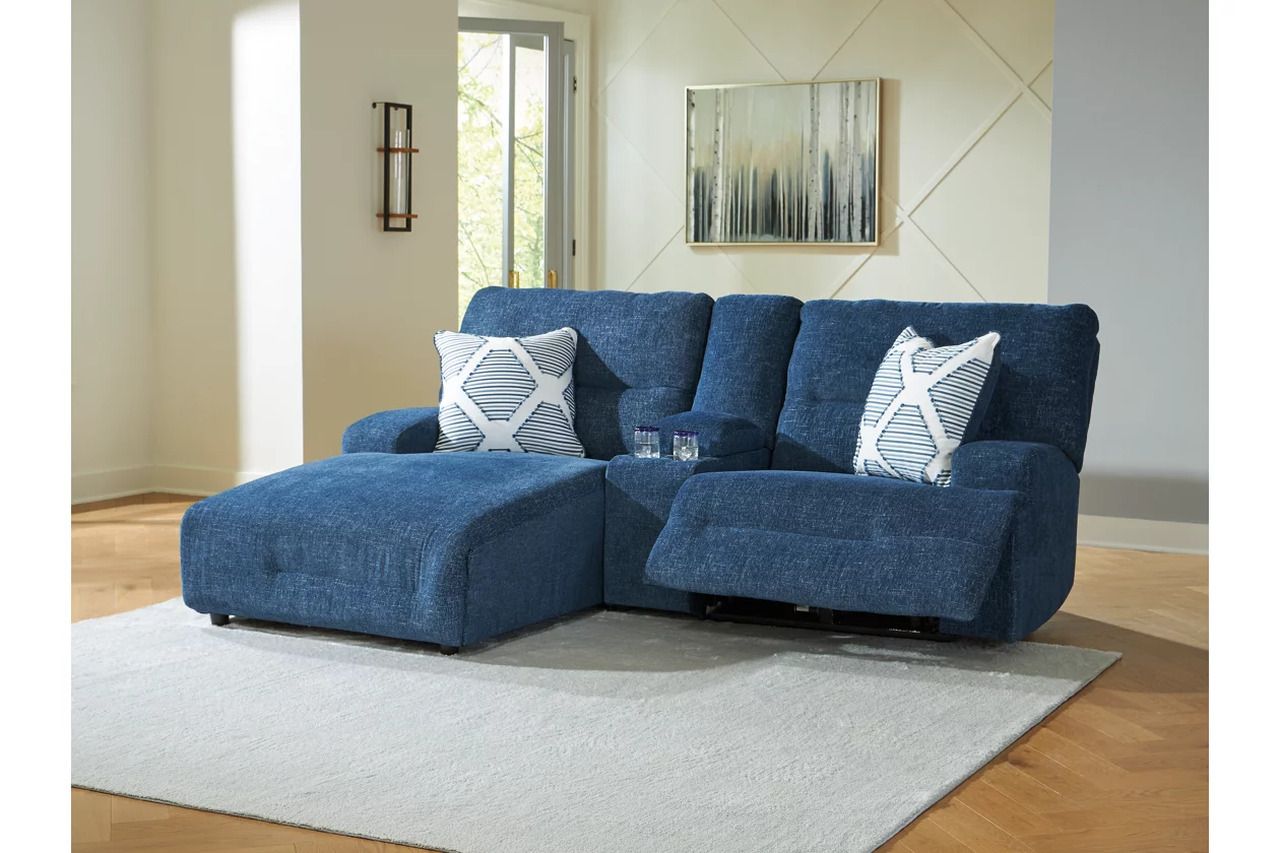 Acklen Place 3-Piece LAF Power Reclining Sectional Sofa with Chaise In Navy 93607S5