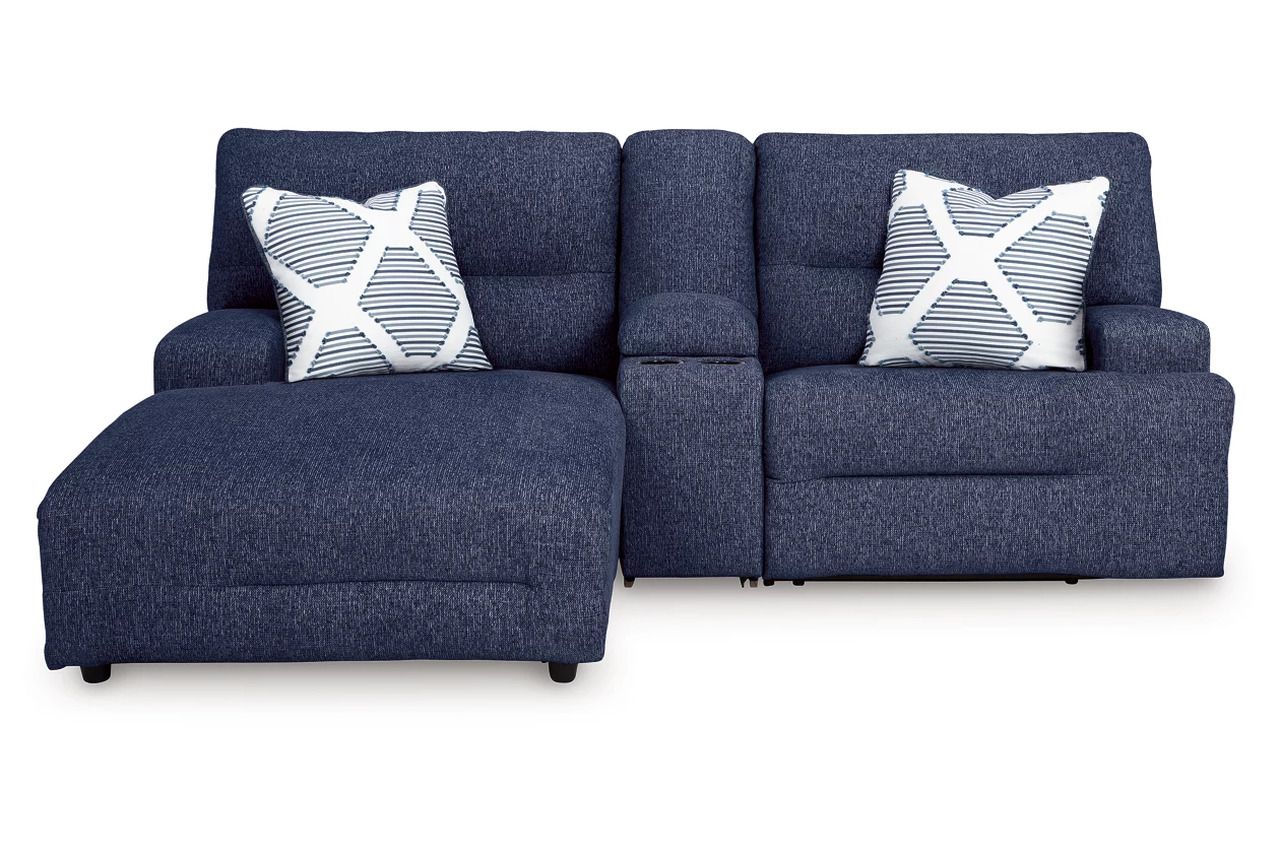 Acklen Place 3-Piece LAF Power Reclining Sectional Sofa with Chaise In Navy 93607S5